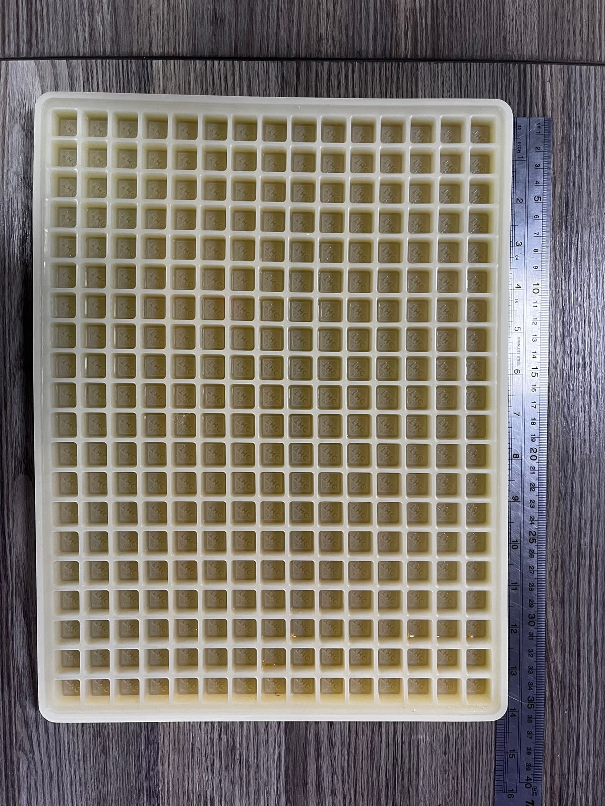 Measuring custom silicone mold cavity dimensions with a ruler