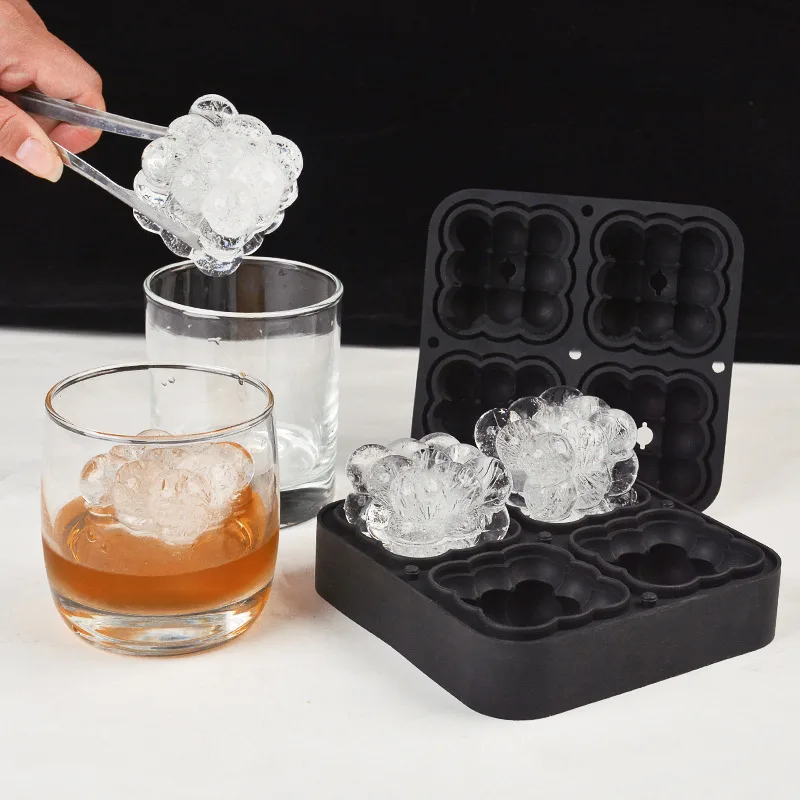 Custom silicone ice mold with finished ice pieces from RUUIPON